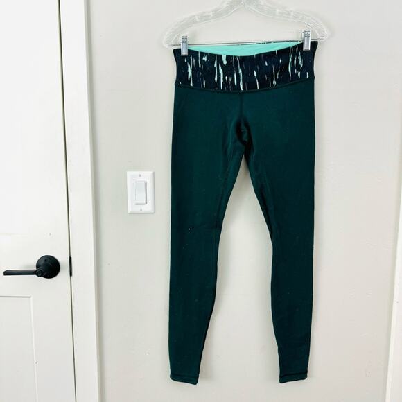 LULULEMON WUNDER UNDER PANT III green, teal reversible leggings woman’s 8 - Picture 1 of 16